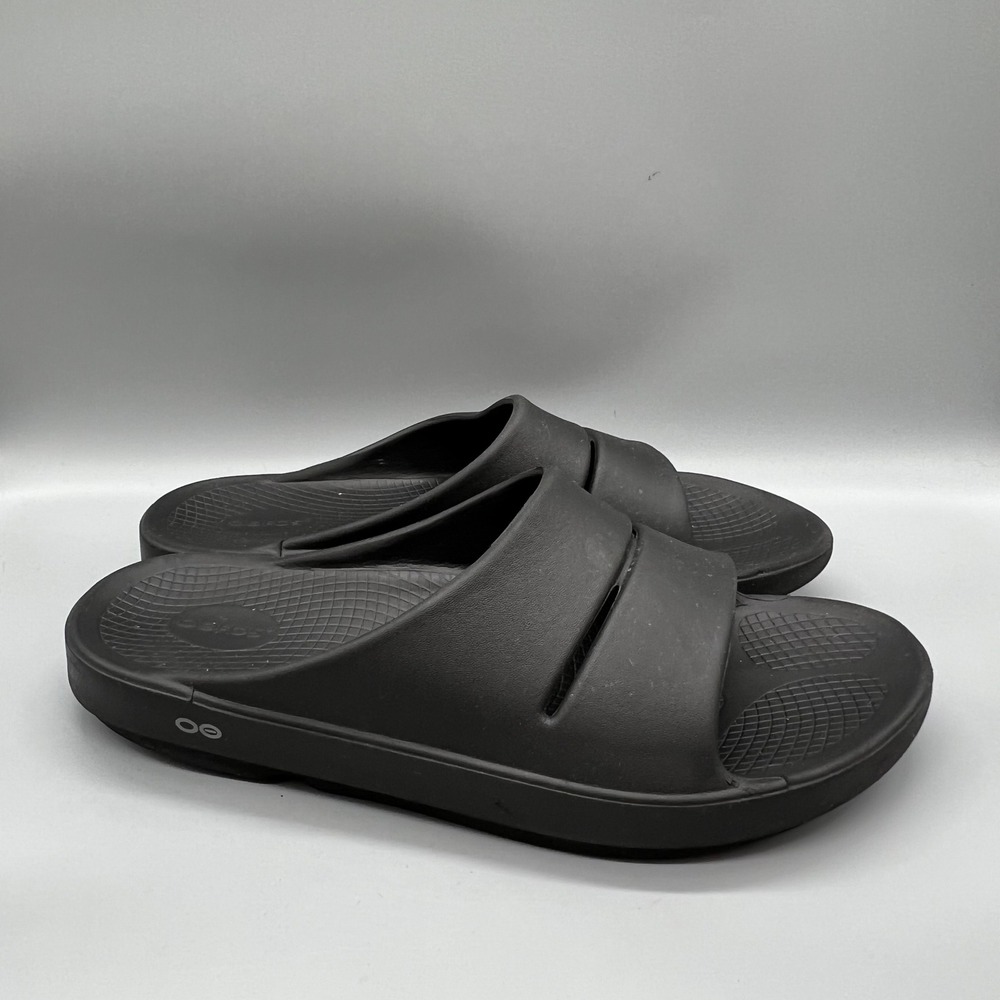 OOFOS Sandals Mens 14 Black OOahh Recovery Slides Slip On Shoes Comfort Casual